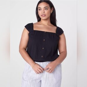 NWOT 26/28W Lane Bryant Blk Textured Cap SleeveTop